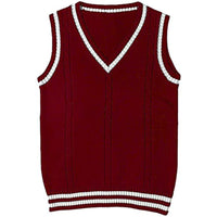 Women's Waistcoat V-neck Striped Stitching Casual Knitted Sweater
