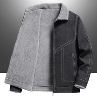 Denim Men's Fleece-lined Thickened Korean Style Lapel Youth Casual Jacket