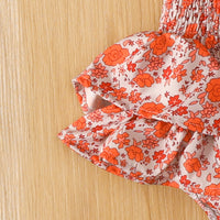 Summer Girls' Floral Pleated Jumpsuit