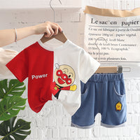 Boys And Girls Cartoon Round Neck Short Sleeve Suit