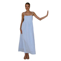 Summer Ribbed Solid Color Casual Midi Dress