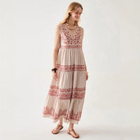 Womens Lace Dress With V Neck And Sleeveless Design