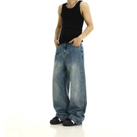 Street-style Vintage Washed Blue Jeans American Style