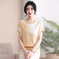 Knitted Western-style Short-sleeve T-shirt For Middle-aged And Elderly Elegant