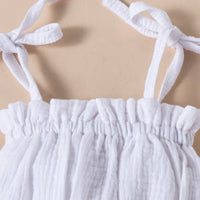 Girl's Lace Up Short Top And Printed Flare Pants Suit