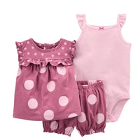 Baby Girl Short-sleeved Shorts T-shirt Three-piece Suit