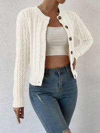 Sweater Women's Cardigan Round Neck Twist Long Sleeve Coat