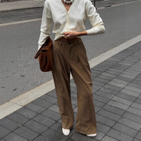 Retro Corduroy EuropeanAmerican-Style Draping Loose Casual Pants