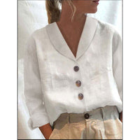 Women's Cotton And Linen Long-sleeved Casual Shirt