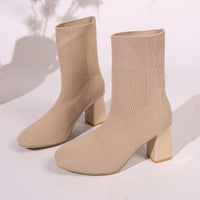 New Knitted Round Head Sleeve High Heel Socks Boots