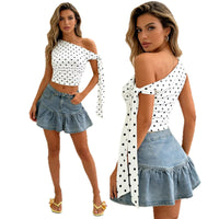 Polka-dot Asymmetric Versatile Camisole For Women