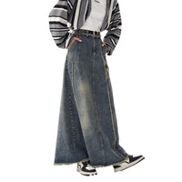 American Style Distressed Raw Edge Denim Skirt Plus Size Women