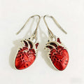 Copper Needle Retro Fashion Design Red Beating Heart Earrings Pendant Ear Jewelry