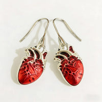 Copper Needle Retro Fashion Design Red Beating Heart Earrings Pendant Ear Jewelry