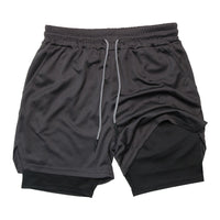 Men's Double-Layer Quick-Drying Breathable Sports Shorts With Pockets