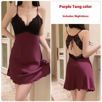 Plus Size Pajamas With Chest Pad Gathered Lace Slip Nightdress