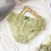 Mid Waist Japanese Sweet Mesh Black Underwear