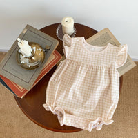 Children's Clothing Boys And Girls Plaid One-piece Romper
