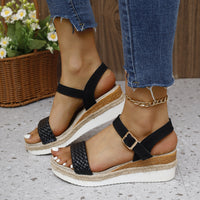 Buckle Thick Bottom Woven Lightweight Beach Slippers
