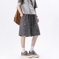 Men's Loose-Fit Embroidered Patchwork Sports Shorts