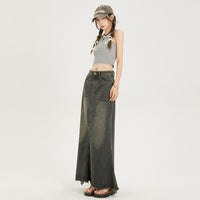 Women's Black Fashion Denim Fishtail Skirt