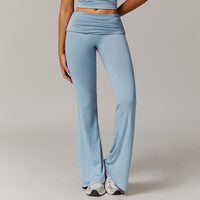 Wool Pleated Yoga Fold High Waist Running Sports Skinny Versatile Bell-bottom Pants