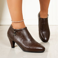 Casual Pointed Toe Stiletto Heel Ankle Love Decoration Solid Color Ankle Boots