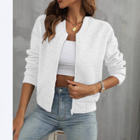 Long Sleeve Zipped Stand Collar Solid Color Coat