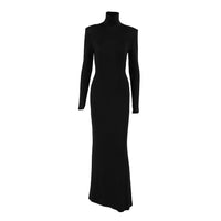 Elegant Black Sexy Backless Knitted Bodycon Dress For Women