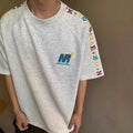 Letter-Embroidered Couple Short-Sleeve T-Shirts