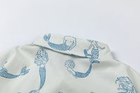 Mermaid Printed Short-sleeved Shirt Loose Men