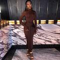 Solid-color One-piece Skirt Dress Round Neck