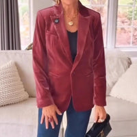 Gold Velvet Elegant Slim Fit Small Business Suit Coat