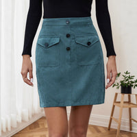 Womens Fashion Corduroy High-Waisted Skirt With Pockets