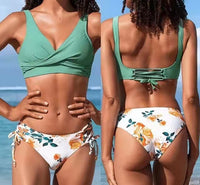 Sexy Halter Bikini Women's Split Lace-up Swimsuit