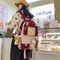 Elementary School High School Birthday Cute Large-capacity Contrast Color Backpack
