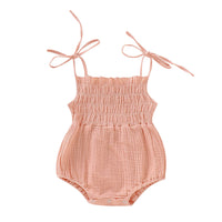 Boys And Girls Double-layer Cotton Crepe Adjustable Lace-up One-piece Romper