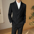Men's Retro Solid Color Green Collar Suit Two-piece Set