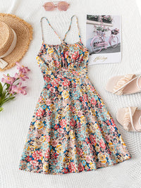 Womens Waist-Cinching Figure-Lifting Floral Sleeveless Slip Dress