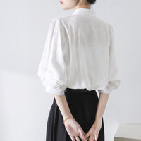 French Style Five Points Oversleeves Shirt Retro White Shirt