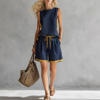 Solid-color Loose Casual Vest And Shorts Set