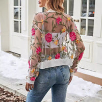 Fashionable Lace Mesh Jacket With A Stylish Hollowed-out Design