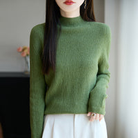 Women's Loose-fitting Mid-neck Sweater Long Sleeve Base