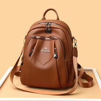 Geometric Patchwork Genuine Leather Exquisite Student Kangaroo Backpack