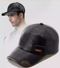 Winter Warm Windproof Snowproof Leather Fleece-lined Baseball Cap