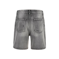 High Street Washed Denim Hole With Cat Whisker Brushed Shorts