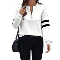Pullover Hoodie With A Zip-up Collar And Long Sleeves