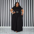 Womens Solid-Colored Waist-Cinching Casual Dress