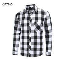Men's Casual Plus-Size Long-Sleeve Plaid Shirt