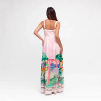 Fashionable And Elegant Linen Slip Dress In A Resort Style
